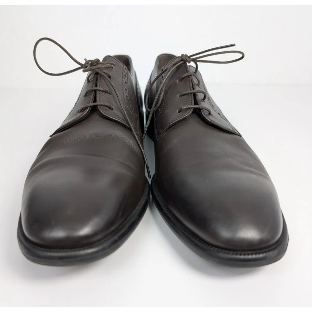 Ermenegildo Zegna Brown Derby Dress Shoes Sz 10 Classic Designer Luxury